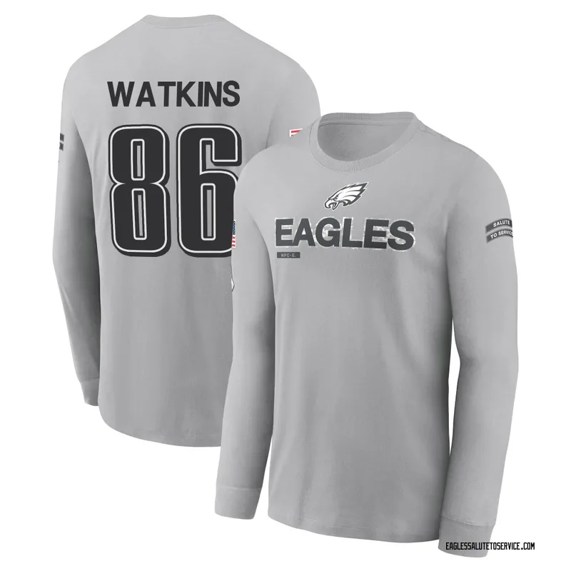 Men's Quez Watkins Philadelphia Eagles Gray 2024 Salute to Service Long Sleeve T-Shirt