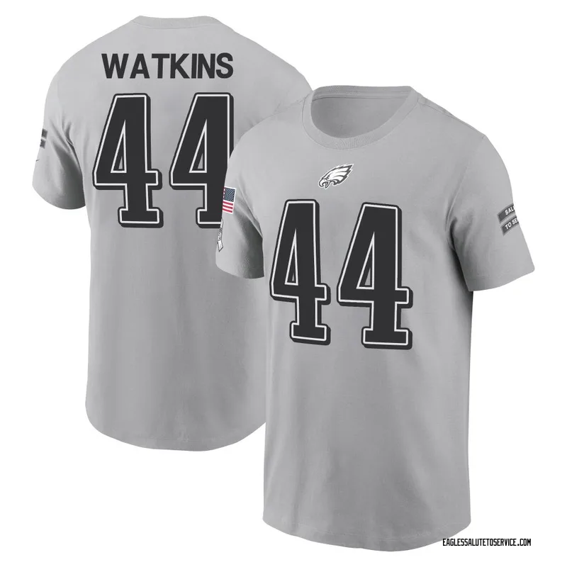 Men's Quez Watkins Philadelphia Eagles Gray 2024 Salute to Service Name & Number T-Shirt