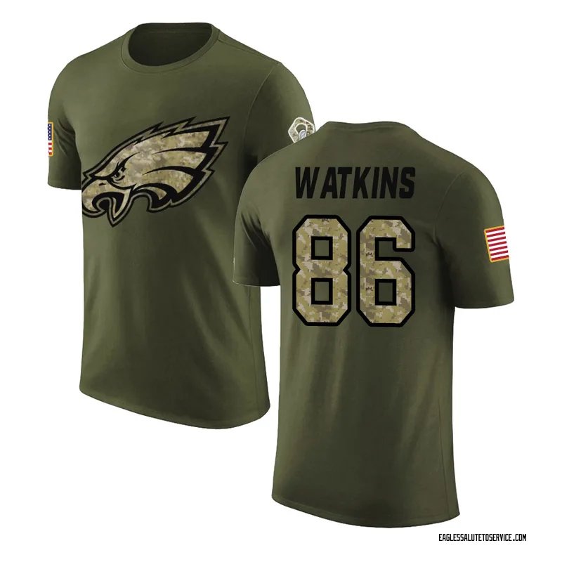 Men's Quez Watkins Philadelphia Eagles Legend Olive Salute to Service T-Shirt