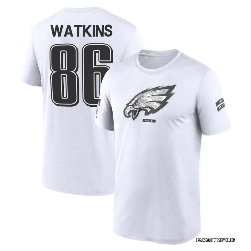 Men's Quez Watkins Philadelphia Eagles Legend White 2024 Salute to Service Performance T-Shirt
