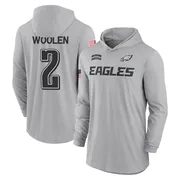 Men's Riq Woolen Philadelphia Eagles Gray 2024 Salute to Service Lightweight Performance Long Sleeve Hooded T-Shirt