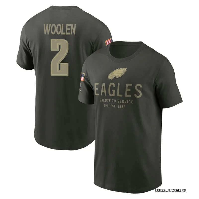 Men's Riq Woolen Philadelphia Eagles Green Forest/ 2025 Salute to Service Sideline Primary Edge T-Shirt