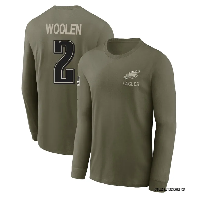 Men's Riq Woolen Philadelphia Eagles Olive 2025 Salute to Service Sideline Long Sleeve T-Shirt