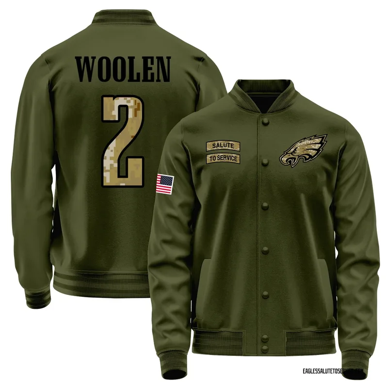Men's Riq Woolen Philadelphia Eagles Olive Salute to Service Sideline Performance Jacket