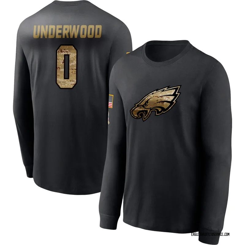 Men's Rocco Underwood Philadelphia Eagles Black 2020 Salute To Service Sideline Performance Long Sleeve T-Shirt