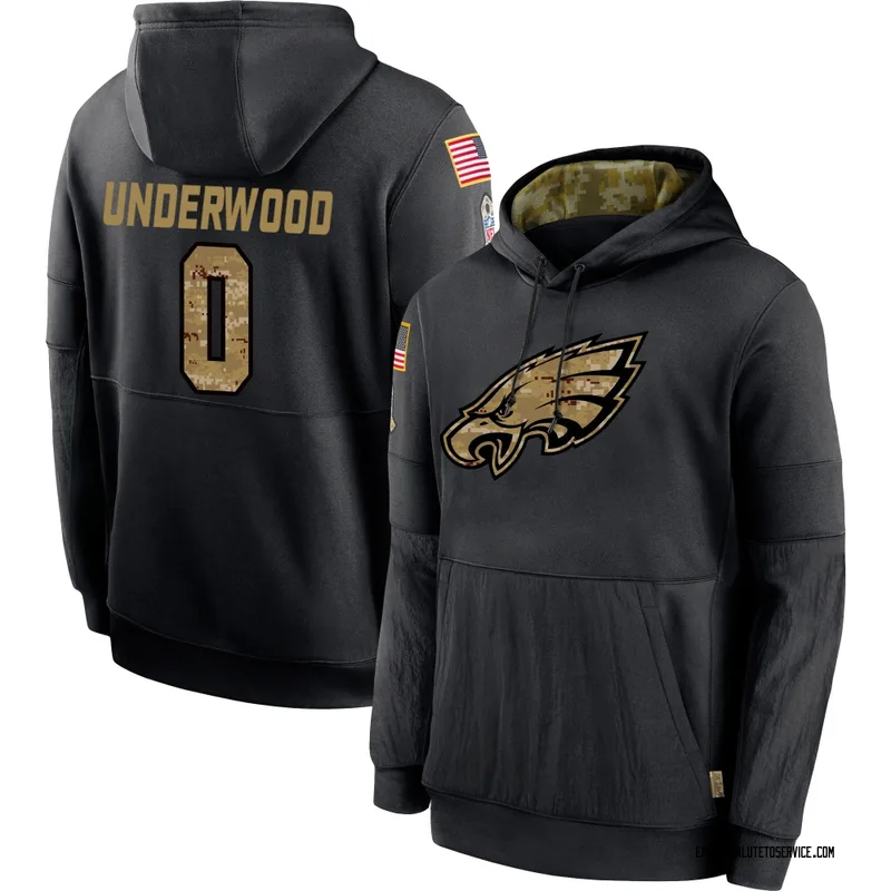 Men's Rocco Underwood Philadelphia Eagles Black 2020 Salute to Service Sideline Performance Pullover Hoodie