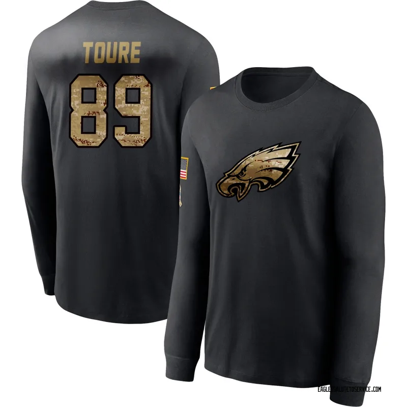 Men's Samori Toure Philadelphia Eagles Black 2020 Salute To Service Sideline Performance Long Sleeve T-Shirt