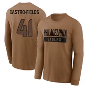 Men's Tariq Castro-Fields Philadelphia Eagles Brown 2023 Salute To Service Long Sleeve T-Shirt