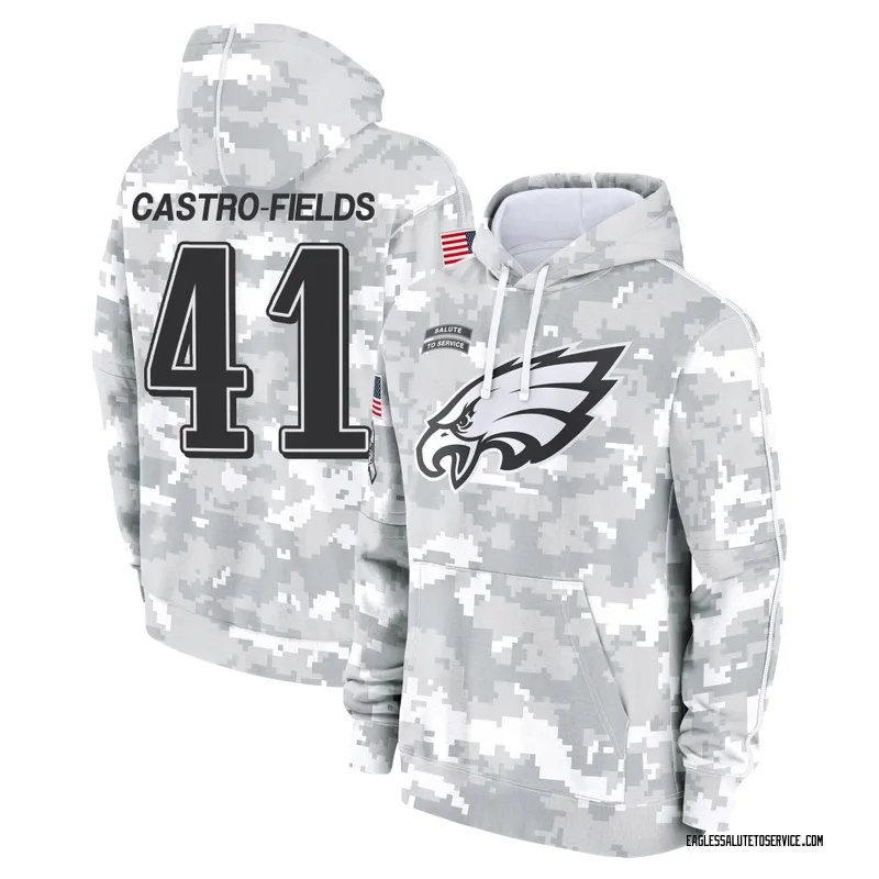 Men's Tariq Castro-Fields Philadelphia Eagles Camo Arctic 2024 Salute to Service Club Fleece Pullover Hoodie