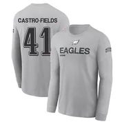 Men's Tariq Castro-Fields Philadelphia Eagles Gray 2024 Salute to Service Long Sleeve T-Shirt