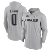 Men's Tucker Large Philadelphia Eagles Gray 2024 Salute to Service Lightweight Performance Long Sleeve Hooded T-Shirt