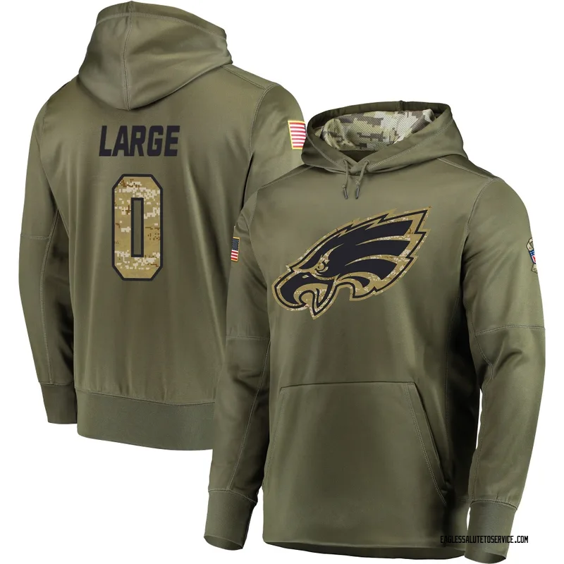 Men's Tucker Large Philadelphia Eagles Olive Salute to Service Pullover Hoodie