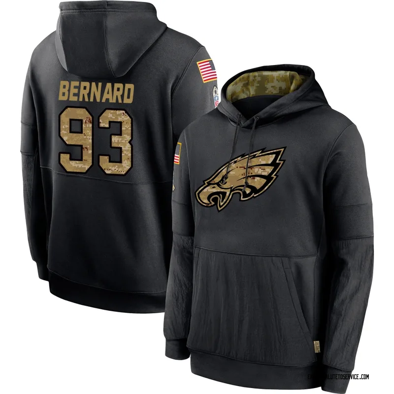 Men's Uar Bernard Philadelphia Eagles Black 2020 Salute to Service Sideline Performance Pullover Hoodie