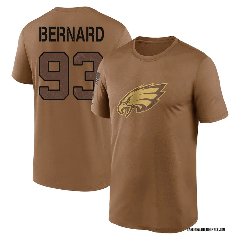 Men's Uar Bernard Philadelphia Eagles Legend Brown 2023 Salute To Service Performance T-Shirt