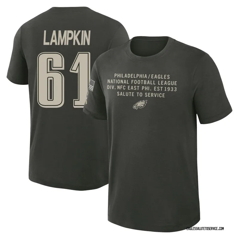 Men's Willie Lampkin Philadelphia Eagles Green Dark/ 2025 Salute to Service Sideline Slub T-Shirt