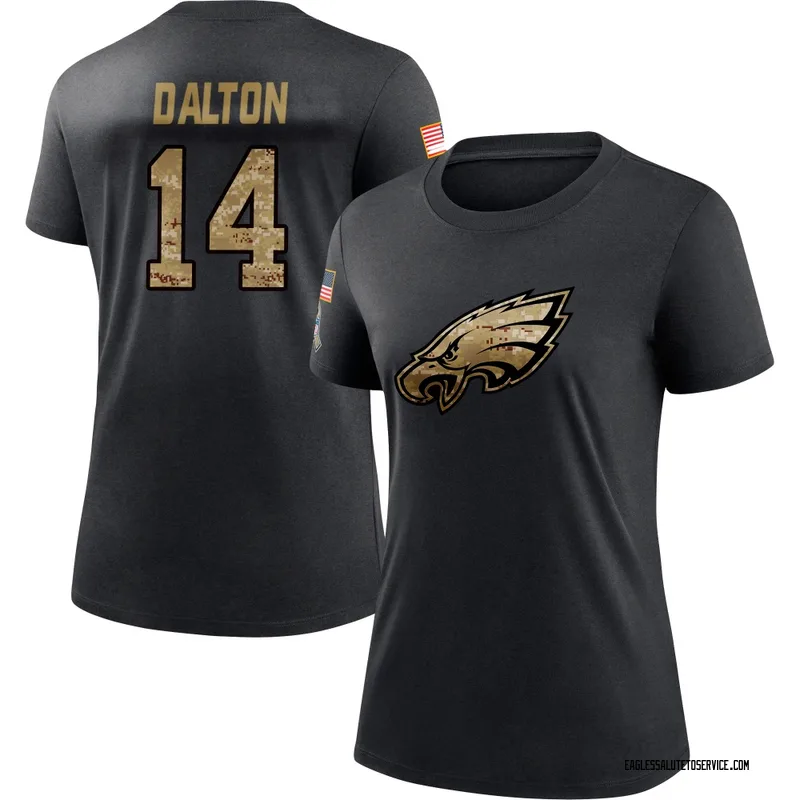 Women's Andy Dalton Philadelphia Eagles Black 2020 Salute To Service Performance T-Shirt