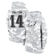 Women's Andy Dalton Philadelphia Eagles Camo Arctic 2024 Salute to Service Club Fleece Pullover Hoodie