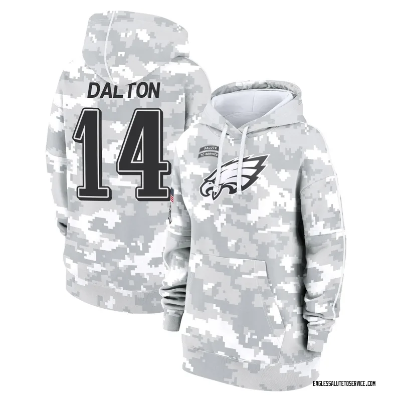 Women's Andy Dalton Philadelphia Eagles Camo Arctic 2024 Salute to Service Club Fleece Pullover Hoodie