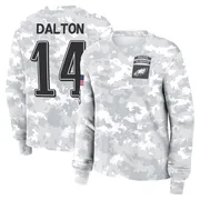 Women's Andy Dalton Philadelphia Eagles Camo Arctic 2024 Salute to Service Long Sleeve T-Shirt