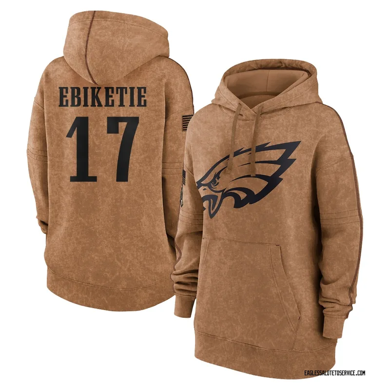 Women's Arnold Ebiketie Philadelphia Eagles Brown 2023 Salute To Service Pullover Hoodie