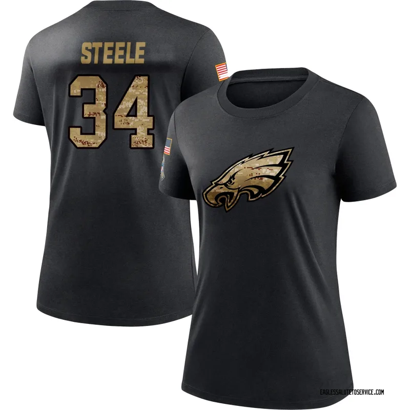 Women's Carson Steele Philadelphia Eagles Black 2020 Salute To Service Performance T-Shirt