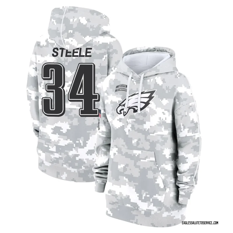 Women's Carson Steele Philadelphia Eagles Camo Arctic 2024 Salute to Service Club Fleece Pullover Hoodie
