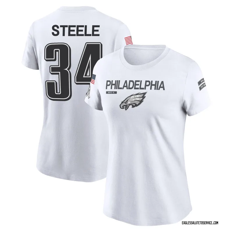 Women's Carson Steele Philadelphia Eagles Legend White 2024 Salute to Service Performance T-Shirt