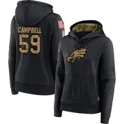 Women's Chance Campbell Philadelphia Eagles Black 2020 Salute to Service Sideline Performance Pullover Hoodie