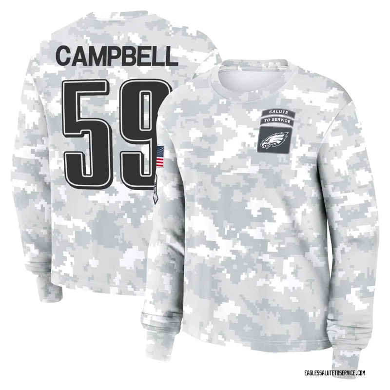 Women's Chance Campbell Philadelphia Eagles Camo Arctic 2024 Salute to Service Long Sleeve T-Shirt