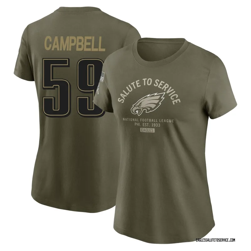 Women's Chance Campbell Philadelphia Eagles Olive 2025 Salute to Service Sideline T-Shirt