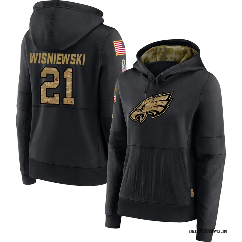 Women's Cole Wisniewski Philadelphia Eagles Black 2020 Salute to Service Sideline Performance Pullover Hoodie