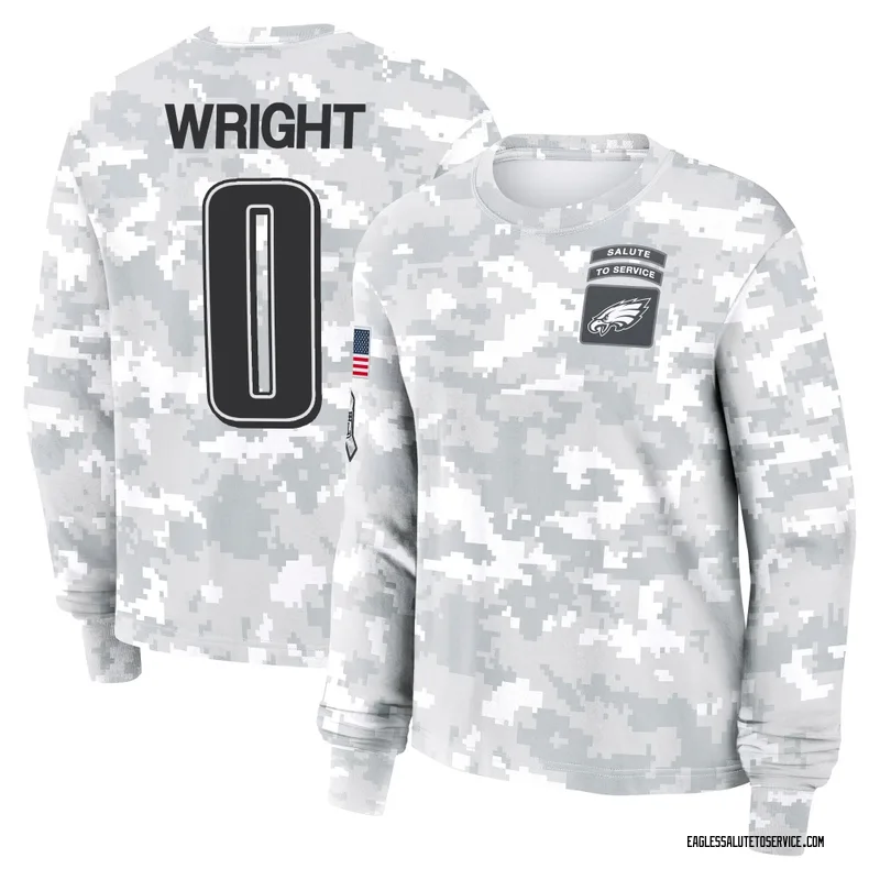 Women's Dae'Quan Wright Philadelphia Eagles Camo Arctic 2024 Salute to Service Long Sleeve T-Shirt