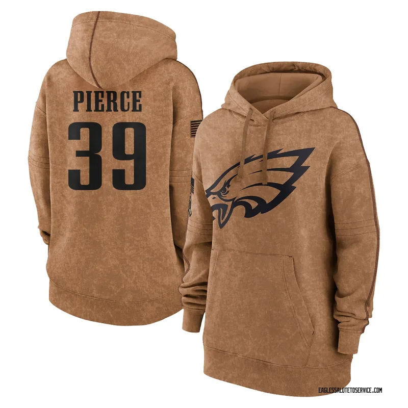Women's Dameon Pierce Philadelphia Eagles Brown 2023 Salute To Service Pullover Hoodie