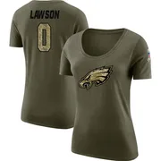 Women's Deontae Lawson Philadelphia Eagles Legend Olive Salute to Service Scoop Neck T-Shirt