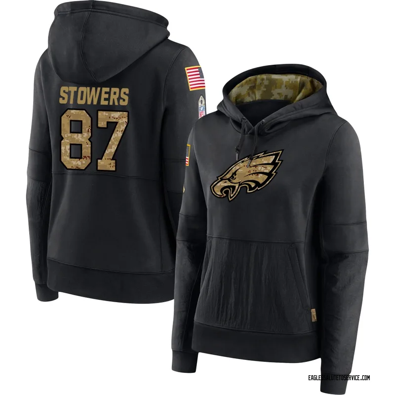 Women's Eli Stowers Philadelphia Eagles Black 2020 Salute to Service Sideline Performance Pullover Hoodie