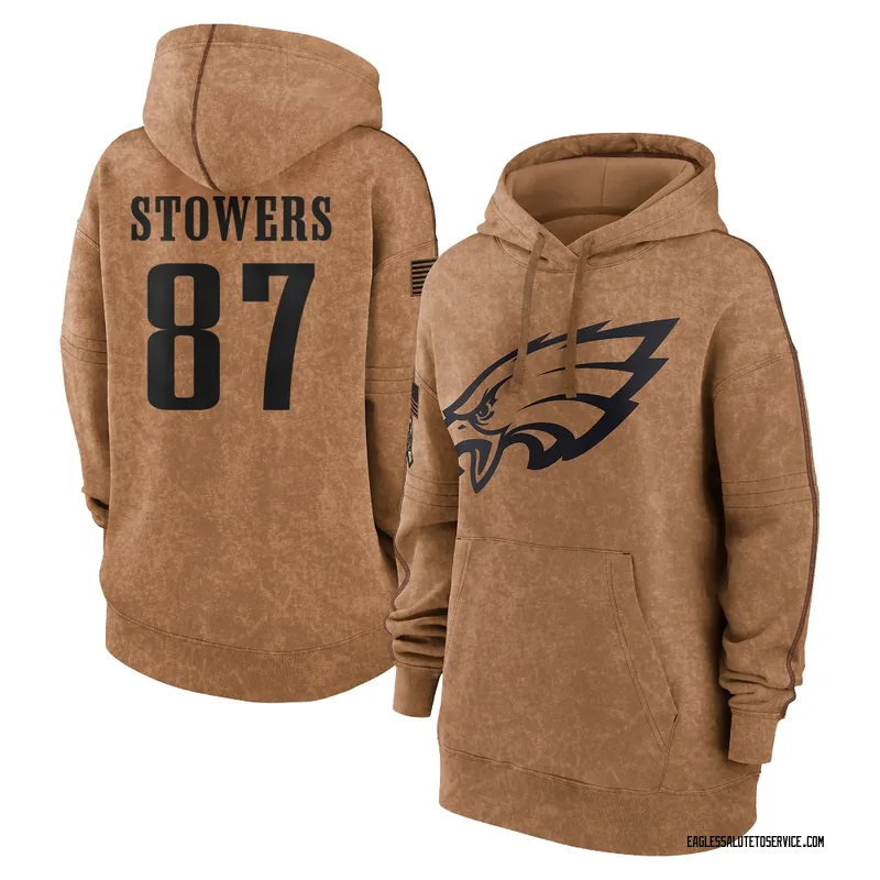 Women's Eli Stowers Philadelphia Eagles Brown 2023 Salute To Service Pullover Hoodie