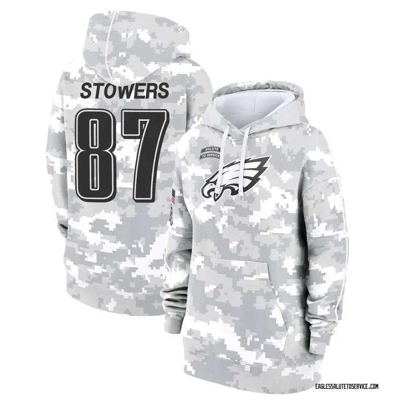 Women's Eli Stowers Philadelphia Eagles Camo Arctic 2024 Salute to Service Club Fleece Pullover Hoodie