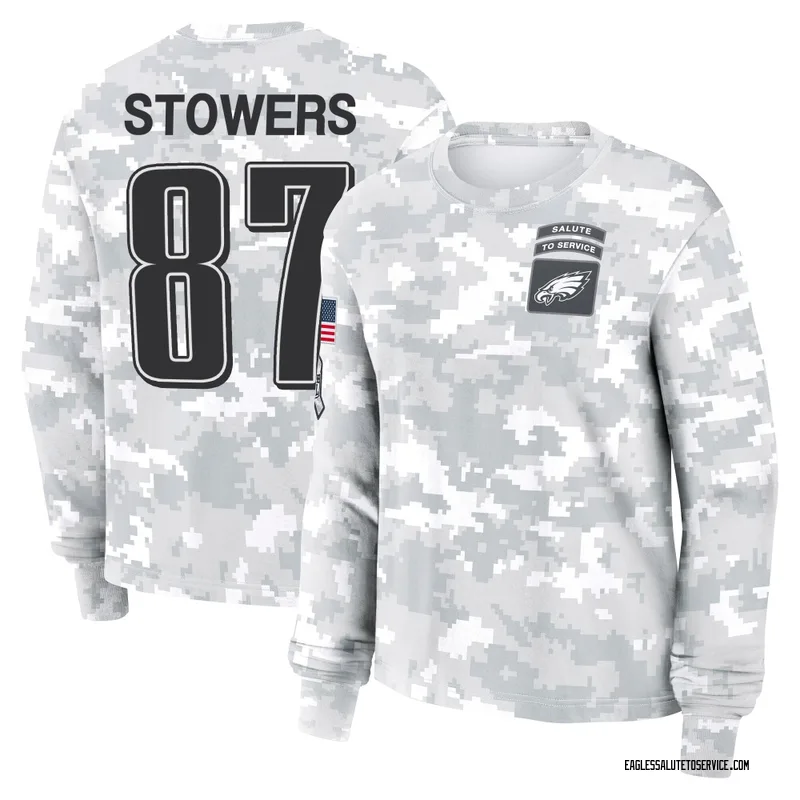 Women's Eli Stowers Philadelphia Eagles Camo Arctic 2024 Salute to Service Long Sleeve T-Shirt