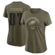 Women's Eli Stowers Philadelphia Eagles Olive 2025 Salute to Service Sideline T-Shirt