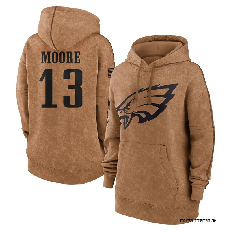 Women's Elijah Moore Philadelphia Eagles Brown 2023 Salute To Service Pullover Hoodie