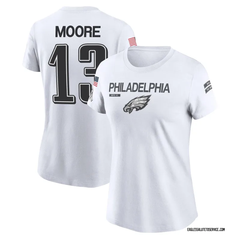 Women's Elijah Moore Philadelphia Eagles Legend White 2024 Salute to Service Performance T-Shirt