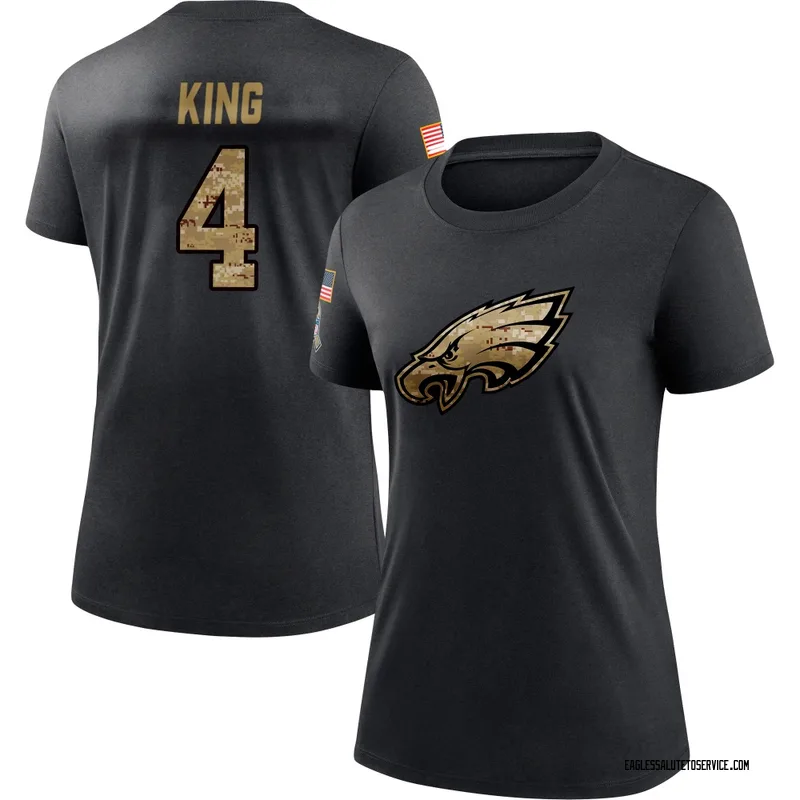 Women's Isiah King Philadelphia Eagles Black 2020 Salute To Service Performance T-Shirt