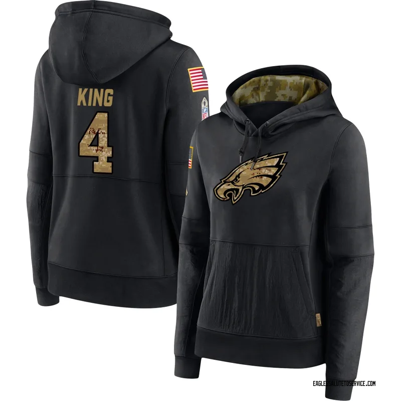 Women's Isiah King Philadelphia Eagles Black 2020 Salute to Service Sideline Performance Pullover Hoodie