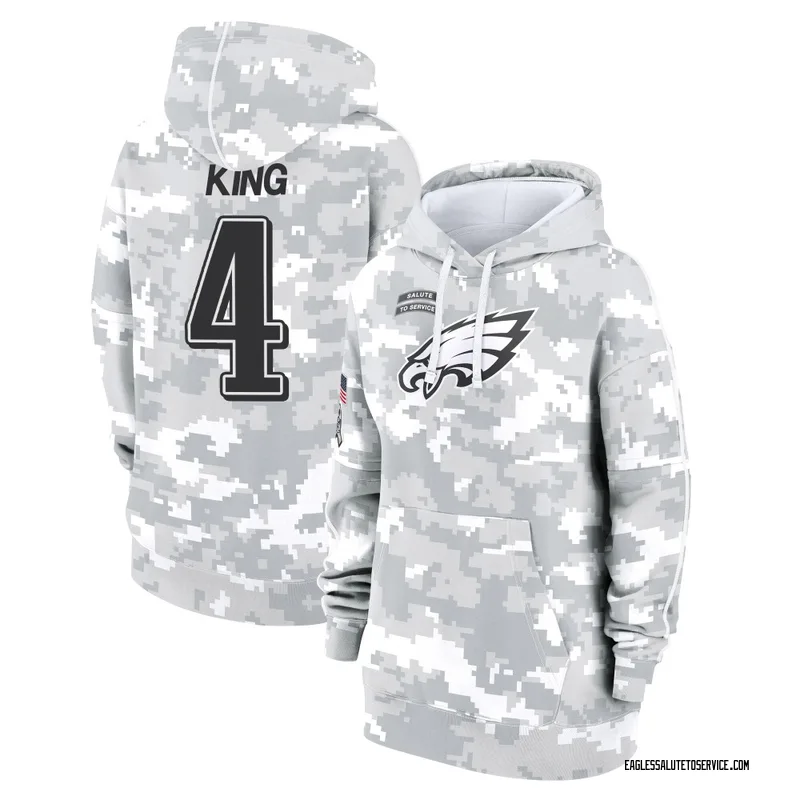 Women's Isiah King Philadelphia Eagles Camo Arctic 2024 Salute to Service Club Fleece Pullover Hoodie