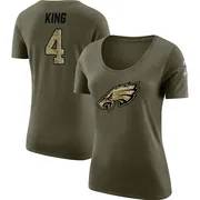 Women's Isiah King Philadelphia Eagles Legend Olive Salute to Service Scoop Neck T-Shirt
