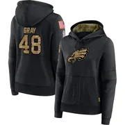 Women's J.T. Gray Philadelphia Eagles Black 2020 Salute to Service Sideline Performance Pullover Hoodie