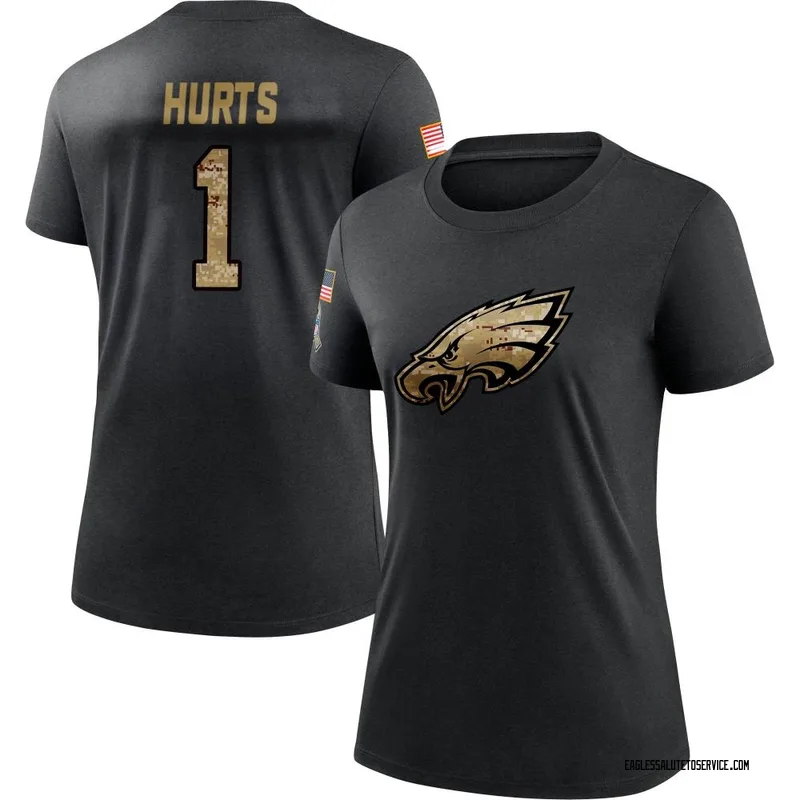 Women's Jalen Hurts Philadelphia Eagles Black 2020 Salute To Service Performance T-Shirt