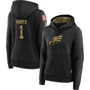 Women's Jalen Hurts Philadelphia Eagles Black 2020 Salute to Service Sideline Performance Pullover Hoodie