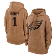Women's Jalen Hurts Philadelphia Eagles Brown 2023 Salute To Service Pullover Hoodie