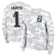 Women's Jalen Hurts Philadelphia Eagles Camo Arctic 2024 Salute to Service Long Sleeve T-Shirt